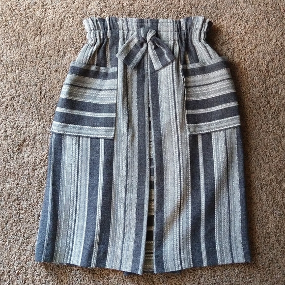 VINTAGE SKIRT paperbag waist midi S M (K9) - Picture 8 of 10